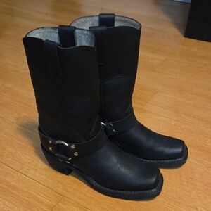 Durango Black Leather Harness Biker Boots 7.5